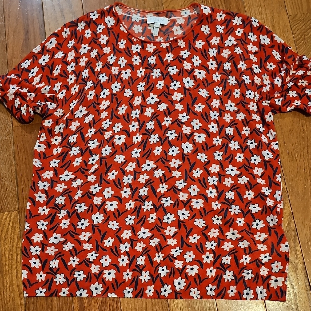 Escada Sporr Red Floral Print Blouse- Small